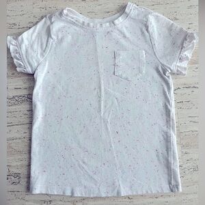 Girls size 3T white top with specs and ruffle short sleeves